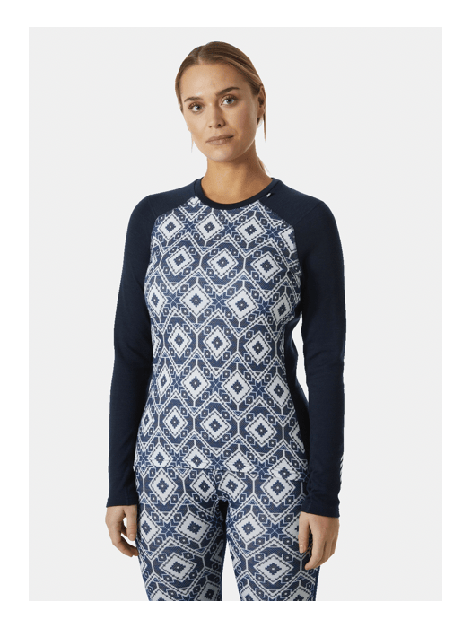 Women Lifa Merino Midweight Gra Crew Navy Star Pixel model Women Lifa Merino Midweight Gra Crew Navy Star Pixel model